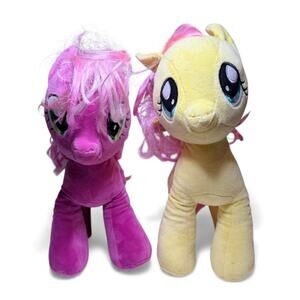 Two 2018 Build A Bear My Little Pony’s Cheerilee Pink & Fluttershy Yellow 16”